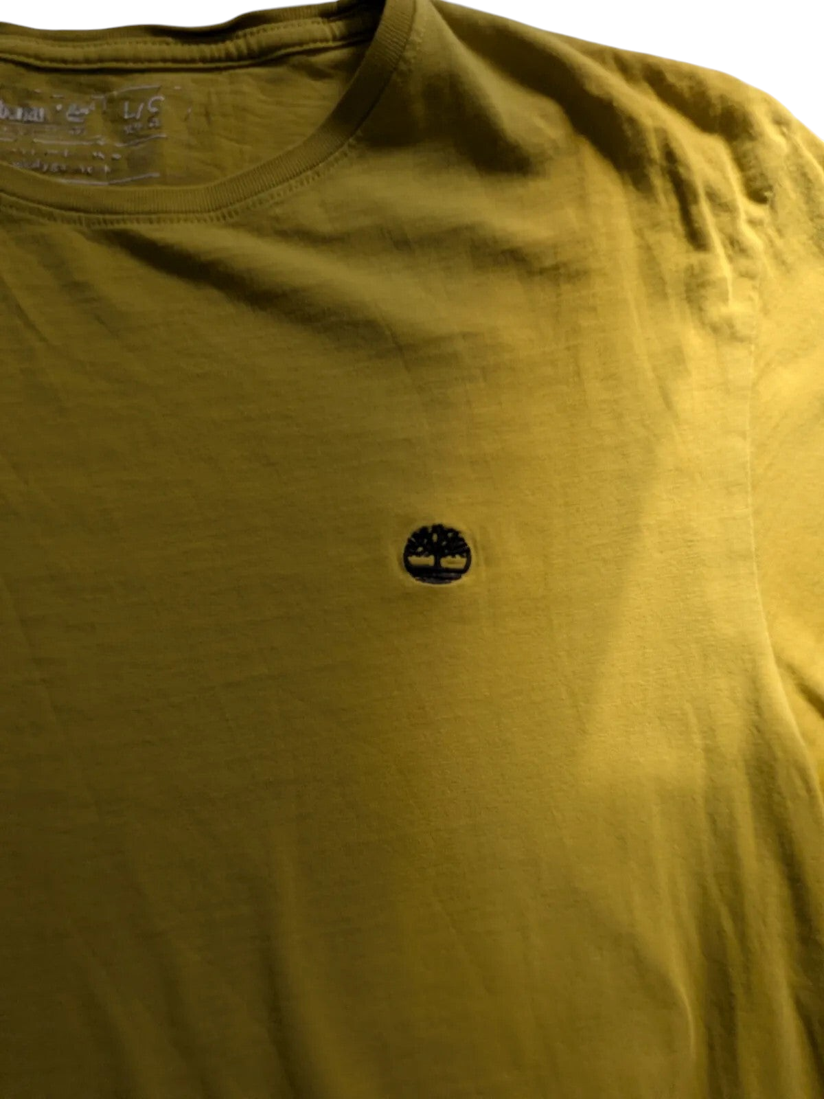 My Store Timberland yellow cotton crew neck short sleeve t-shirt with small embroidered tree logo on chest