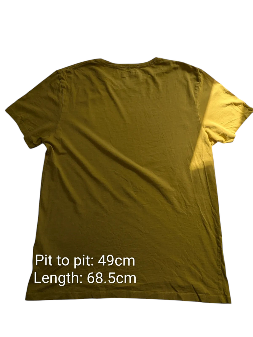 My Store pre-owned yellow Timberland cotton short sleeve crew neck t-shirt, size large, back view.