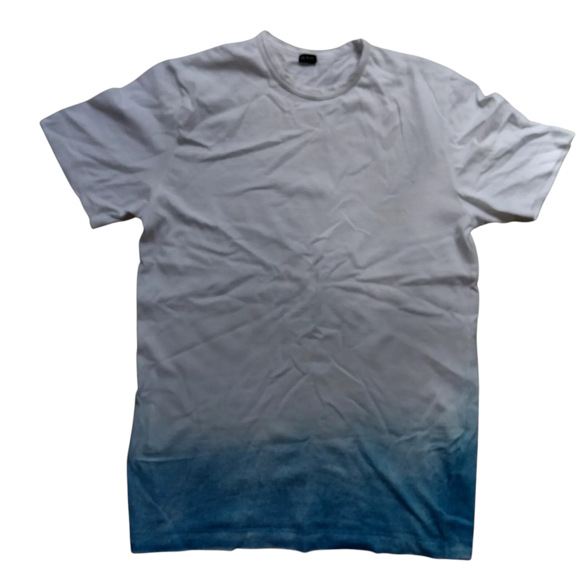 My Store Guess white and blue dip dye cotton crew neck short sleeve t-shirt for men