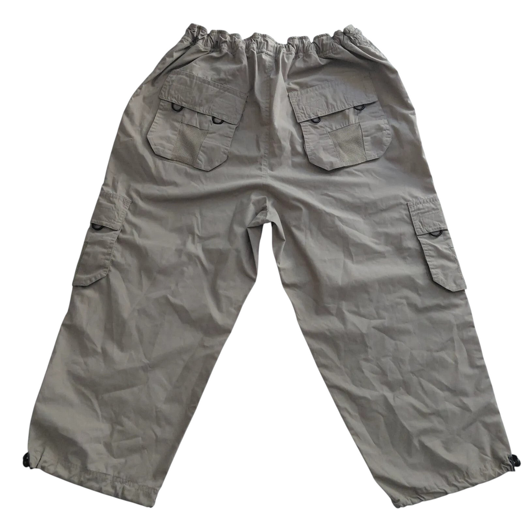 My Store beige Capo Outwear cargo trousers with straight legs and back pockets, shown from the rear view.
