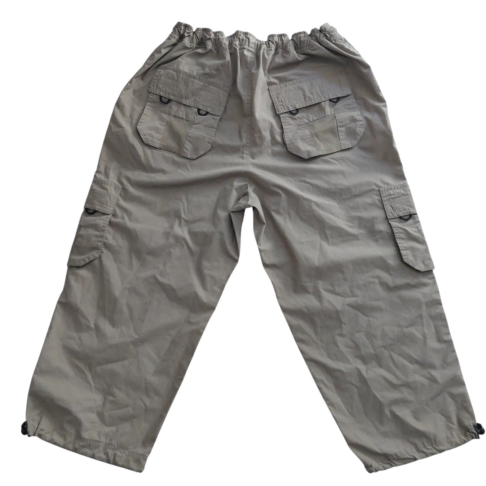 My Store beige Capo Outwear cargo trousers with straight legs and back pockets, shown from the rear view.