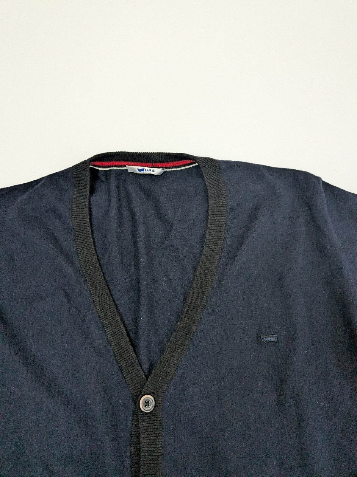 GAS Cardigan Mens M Navy Button-Up Knit Sweater