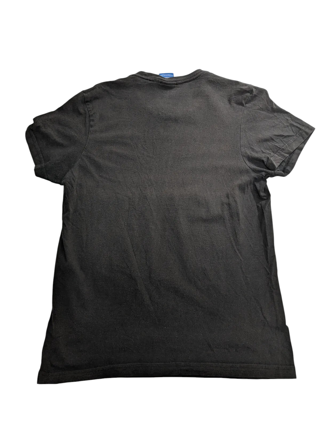 My Store black adidas short sleeve crew neck t-shirt, back view showing plain fabric