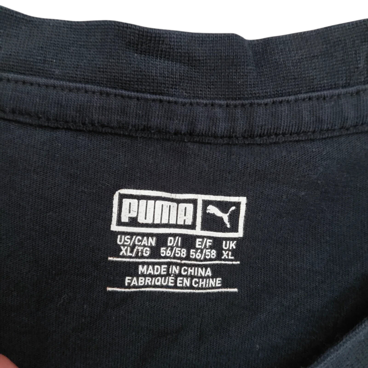 My Store black Puma crew neck t-shirt size XL inner neck label detail