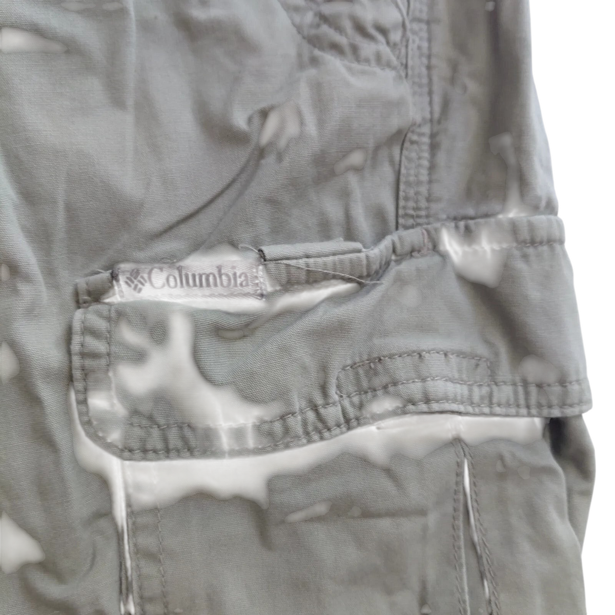 My Store beige Columbia cargo shorts with utility pocket detail and embroidered brand logo