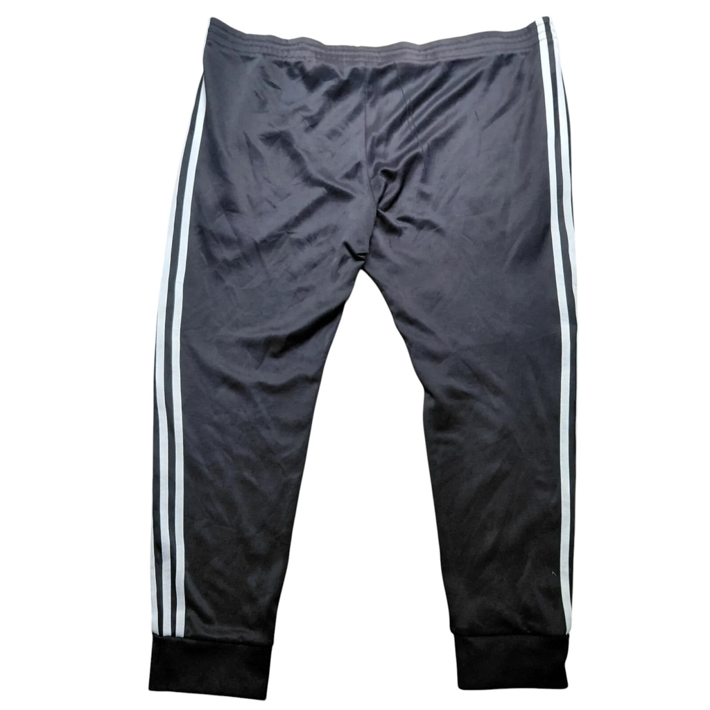My Store black Adidas 3 Stripe track pants with white side stripes and cuffed ankles in size XL