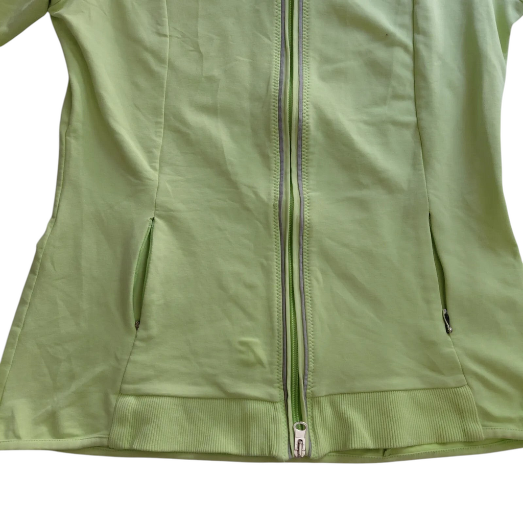 My Store lime green Champion track jacket with full zip closure, stand collar, and front pockets