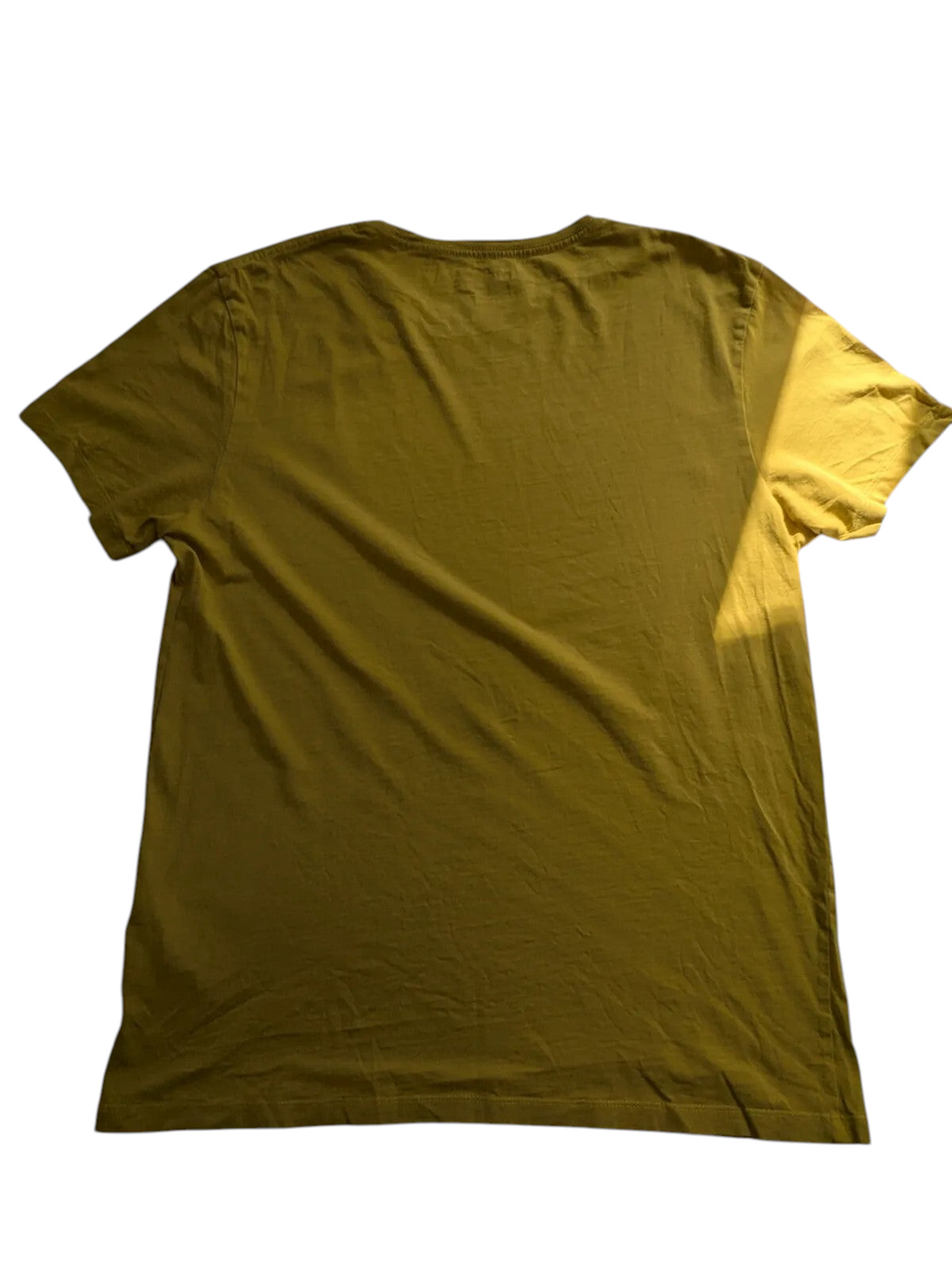 My Store Timberland yellow cotton short sleeve crew neck t-shirt, back view.