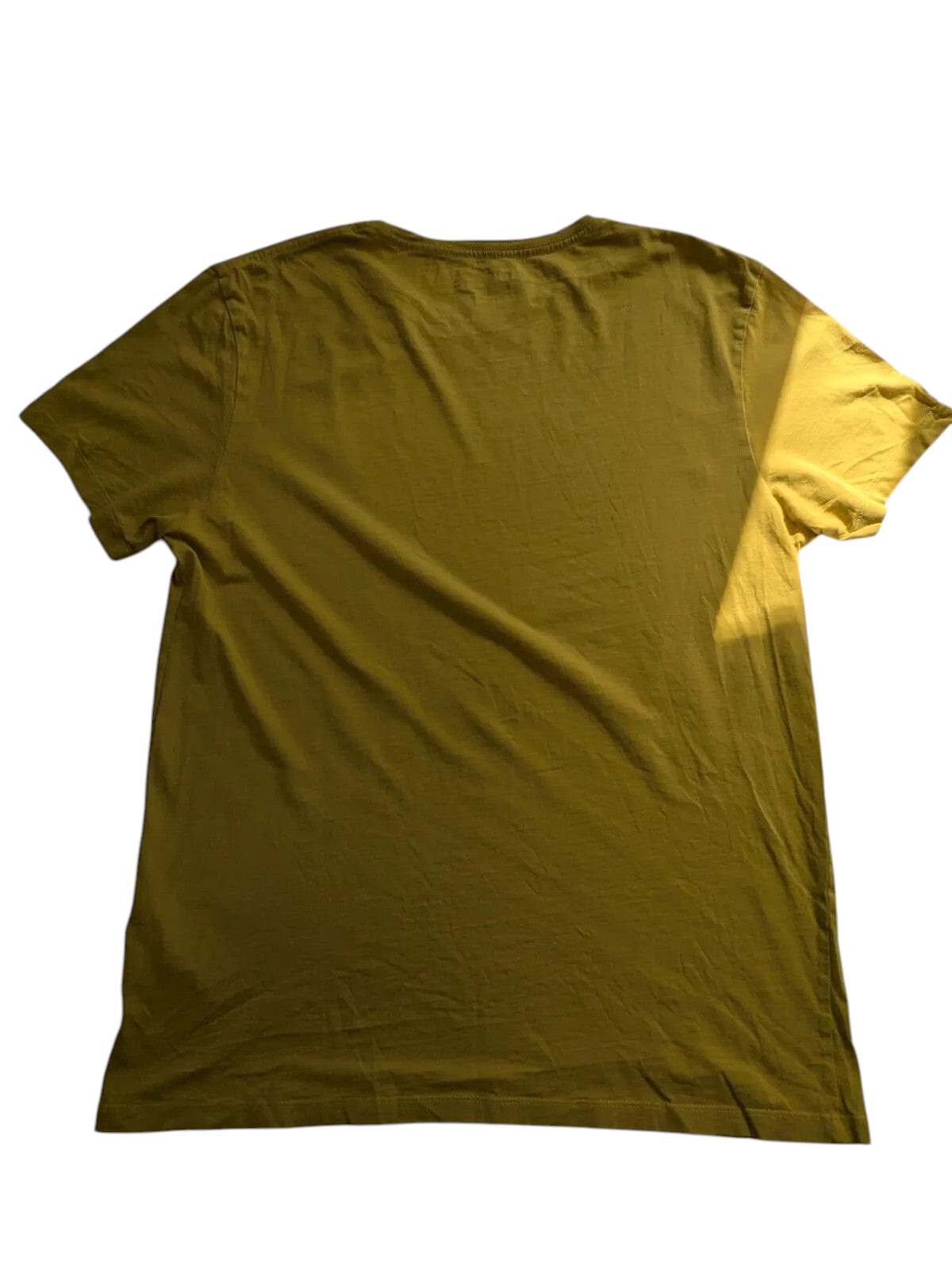 My Store Timberland yellow cotton short sleeve crew neck t-shirt, back view.