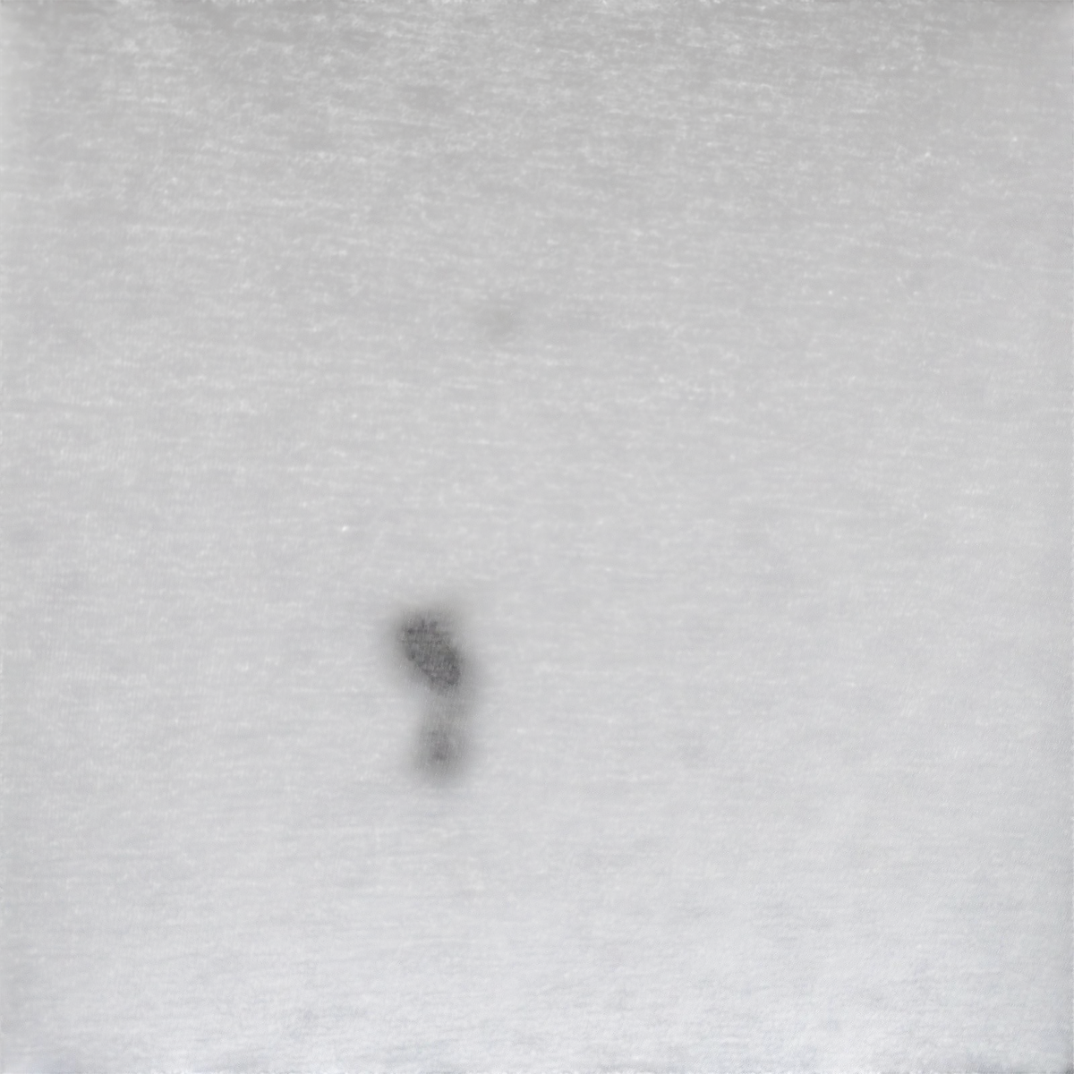 Close up of grey polyester fabric on a My Store Under Armour performance t-shirt showing a small stain