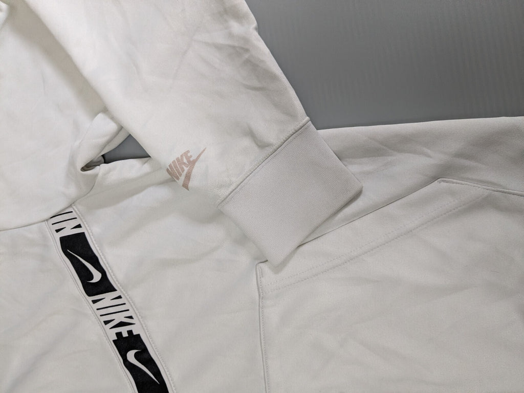 Nike Hoodie Mens M White Logo-Tape Full-Zip Sweatshirt