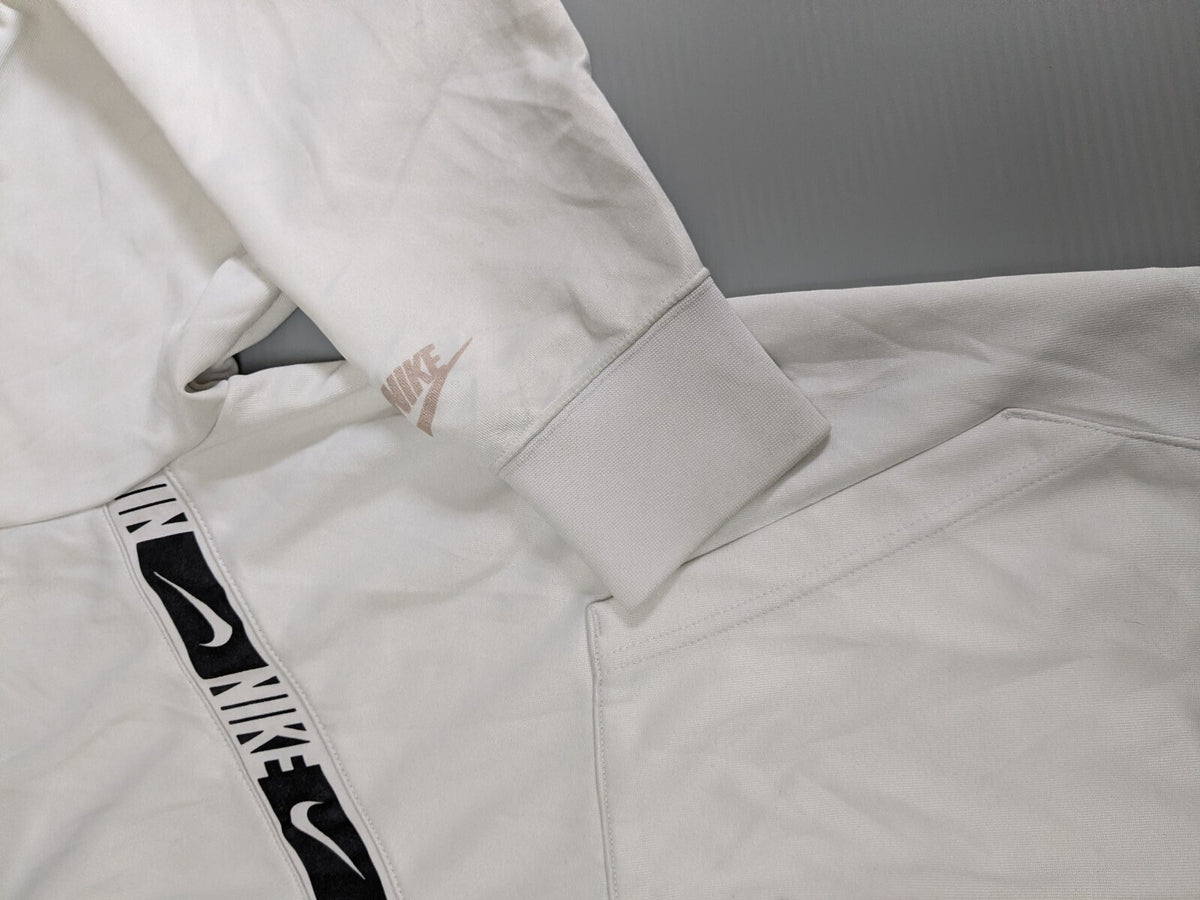 Nike Hoodie Mens M White Logo-Tape Full-Zip Sweatshirt