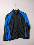 Puma Track Jacket Boys L Black Blue Full-Zip Athletic Sport Top