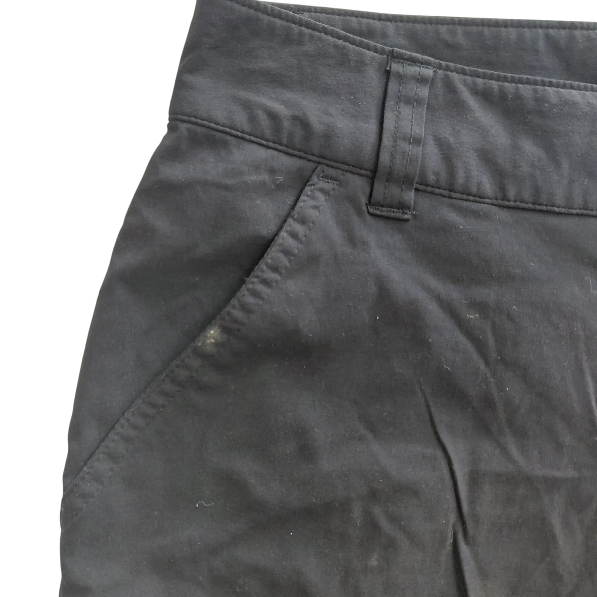 My Store Columbia Omni-Shield black water-repellent hiking shorts with belt loops and side pocket detail.
