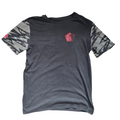My Store Nike black cotton t-shirt with 35th Squadron eagle chest graphic and patterned lightning bolt sleeves
