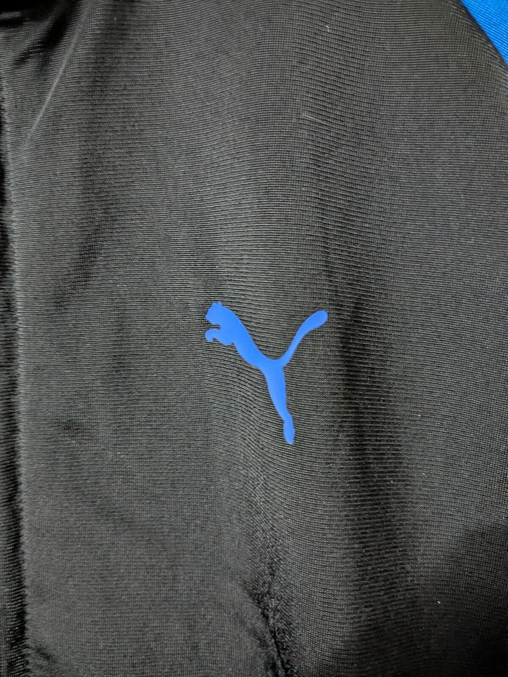Puma Track Jacket Boys L Black Blue Full-Zip Athletic Sport Top