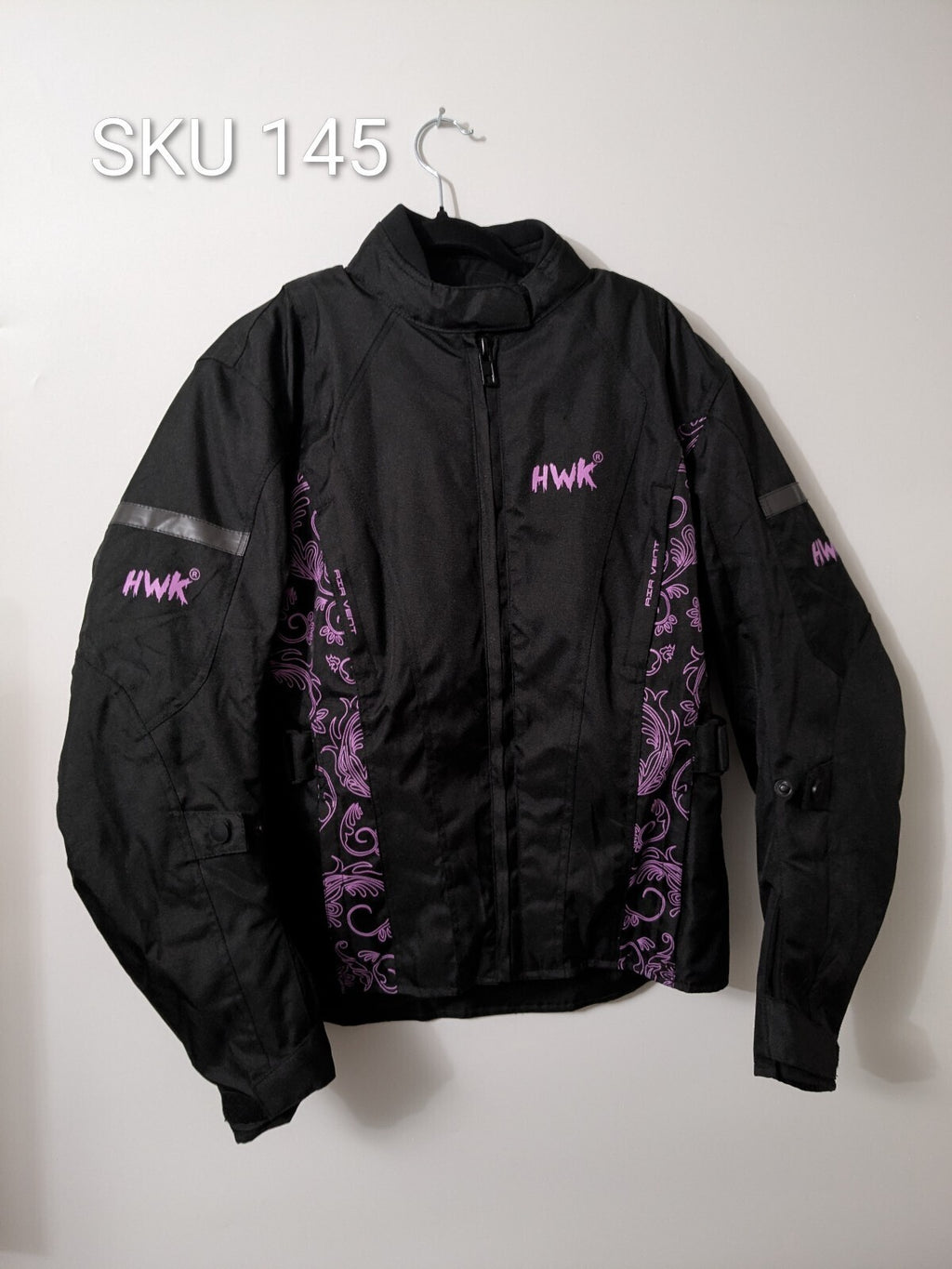 HWK Motorcycle Jacket Womens S Black Pink Armored Air-Vent Riding