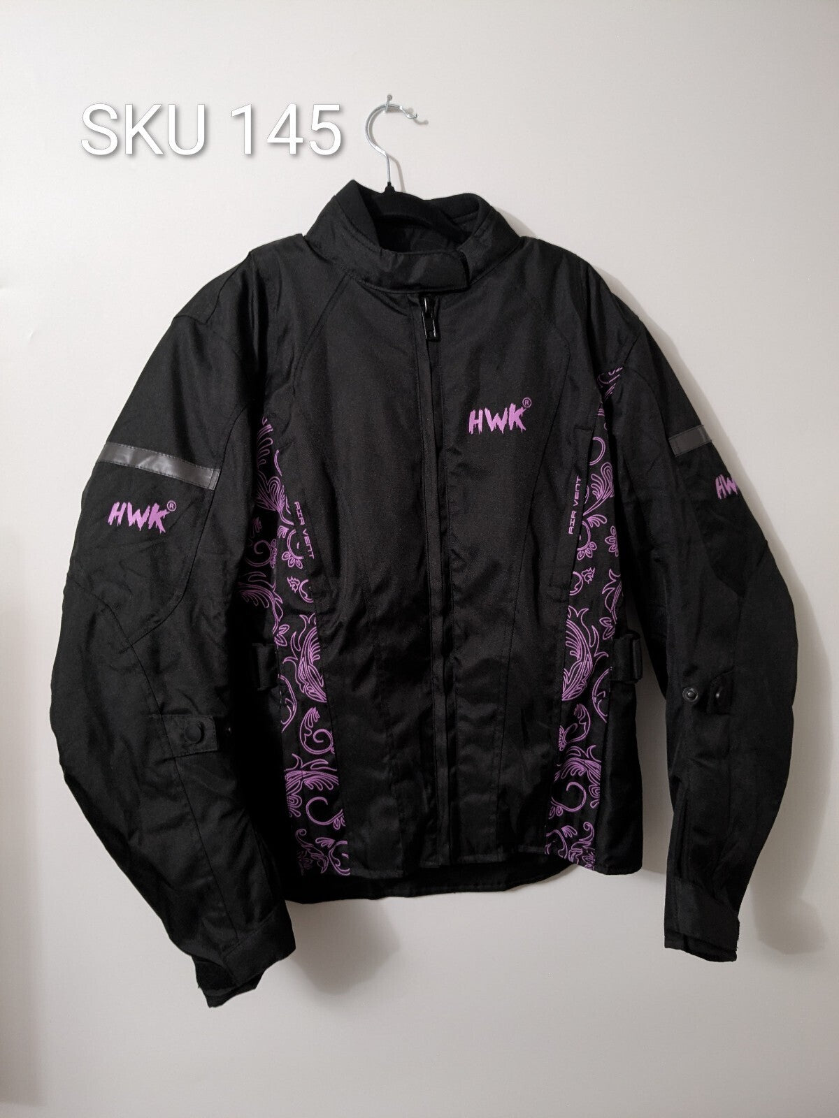HWK Motorcycle Jacket Womens S Black Pink Armored Air-Vent Riding