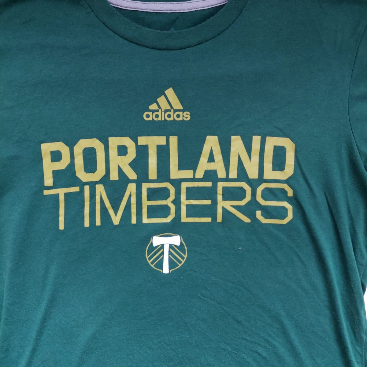 My Store green adidas Portland Timbers crew neck t-shirt with gold graphic logo print