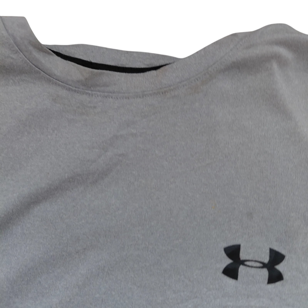 My Store grey Under Armour long sleeve crew neck t-shirt with black logo detail