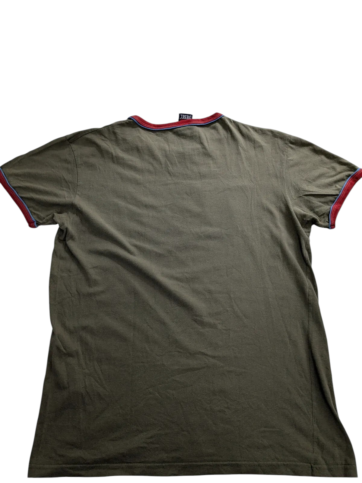 Diesel T-Shirt Medium Olive Green Cotton Logo Graphic Print Short Sleeve