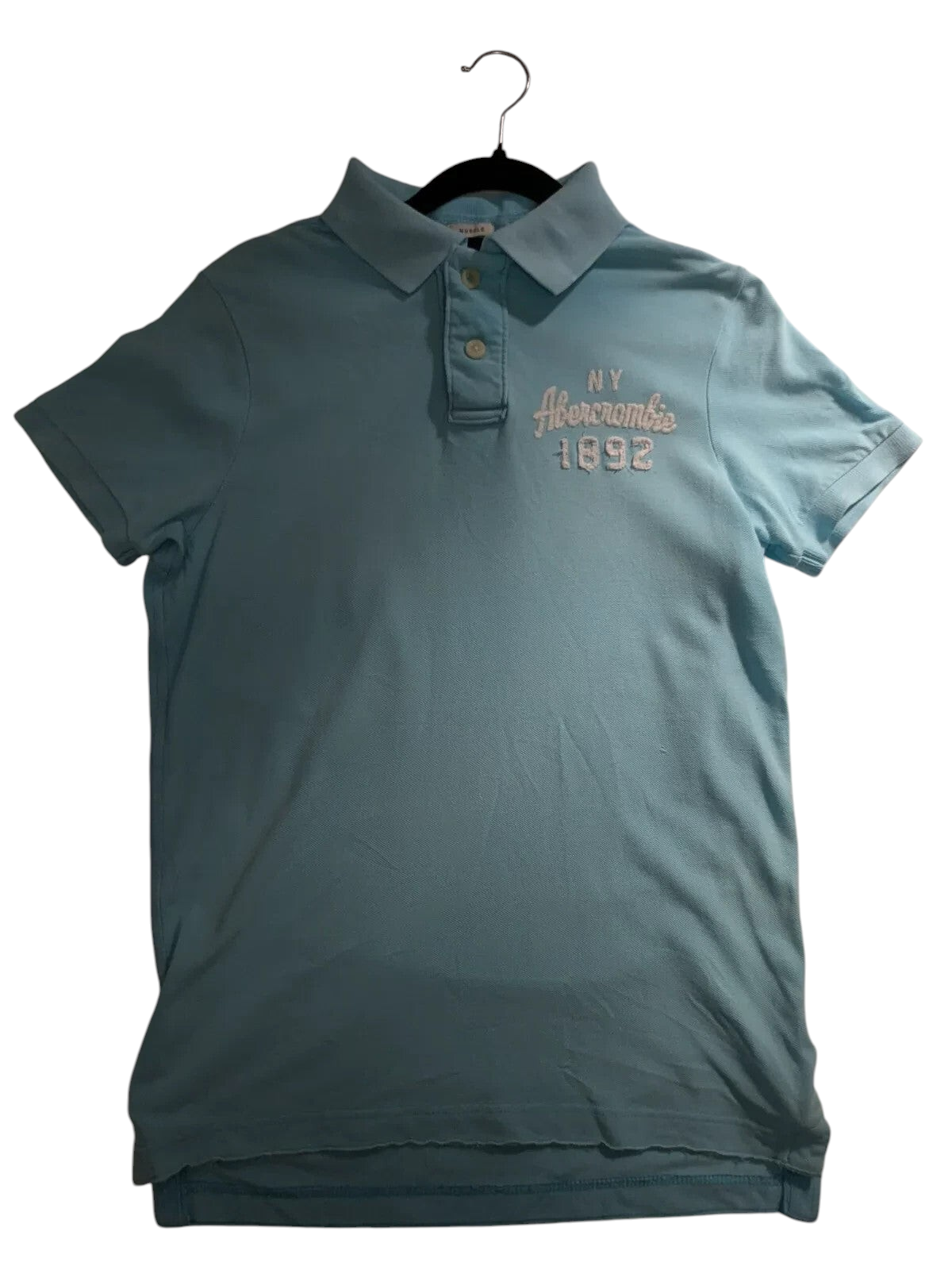My Store Abercrombie & Fitch light blue cotton piqué short sleeve polo shirt with white embroidered logo