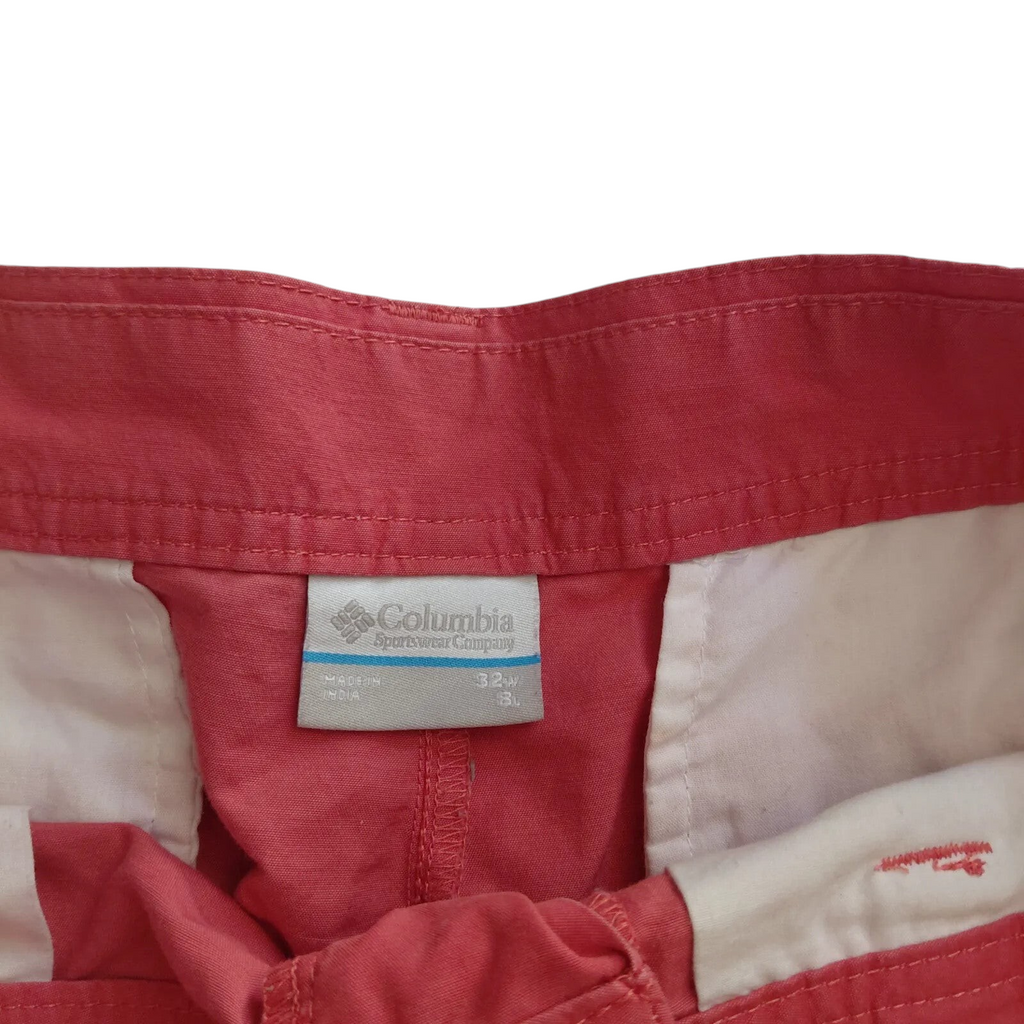 My Store Columbia mens red Bermuda shorts featuring interior brand label and size 32 tag
